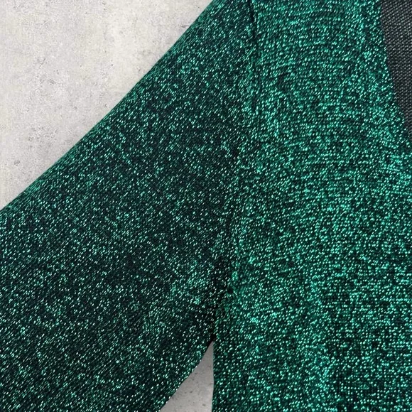 SOLD Free People Alpine Green Glitter Metallic Cardigan‎ Womens Size XL Y2K - Picture 12 of 15